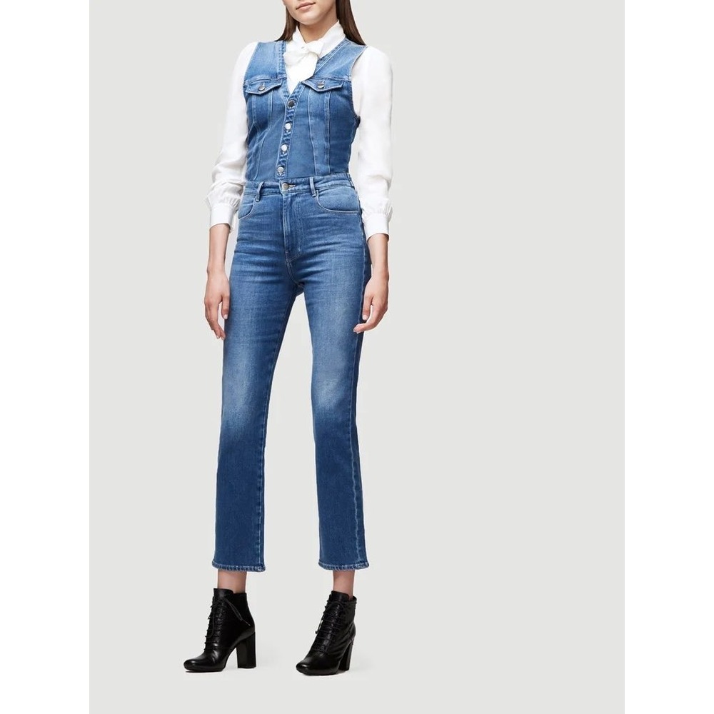 FRAME Le Slender Jumpsuit Leeson Denim Slim Fit Western Americana READ Womens XS